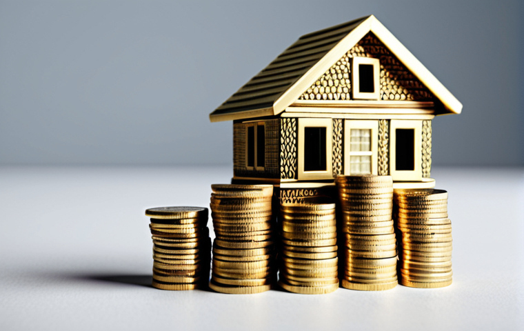 A small building made of stacked coins, symbolizing REITs ETF as a way to become a landlord with a small investment.
